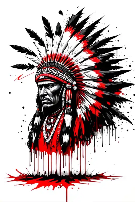Native Chief And Blood Dripping