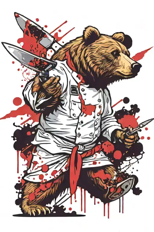 Chef Bear Holding Chef Knife