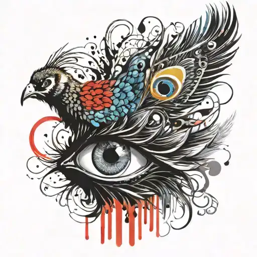 Trident Transition Into Peacock Feather With Feather Eye At Center