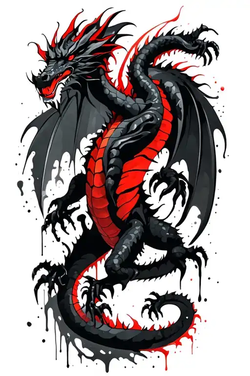 Black Dragon Full Body Shaped Like