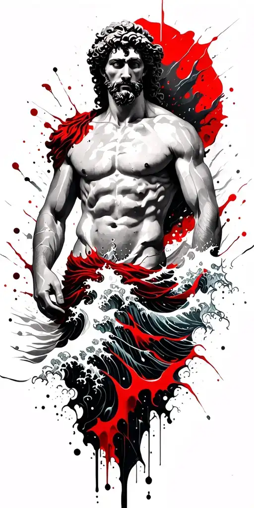 Poseidon With Waves