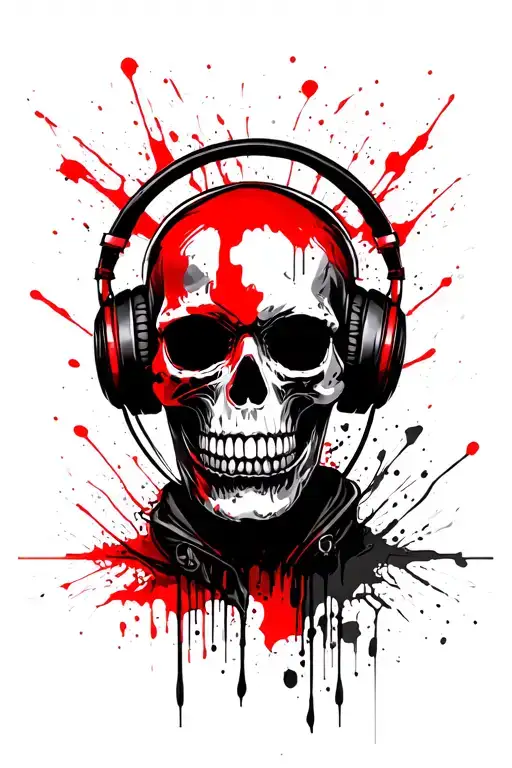 Skull Wearing Headphones