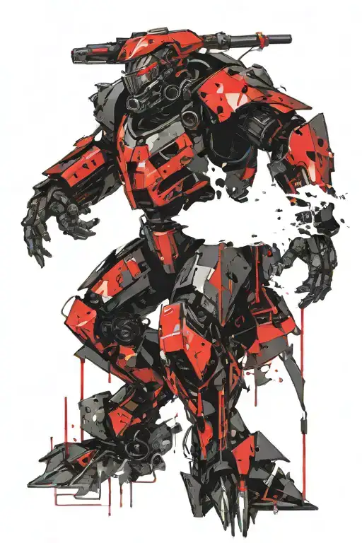 Villain In Black High Tech Armor With Red Seams