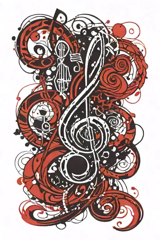 Treble Clef Black And Red