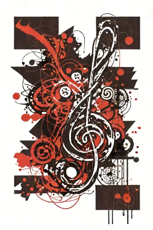 Treble Clef Black And Red Background Minimum With Fuzzy Shape