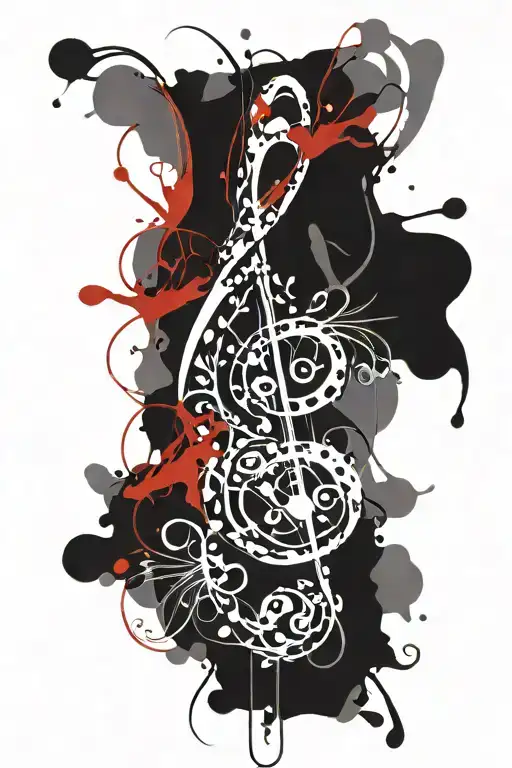 Treble Clef Black And Red Without Background With Unclear Shape