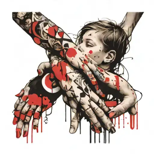 Mother With Son & Daughter Holding Hands