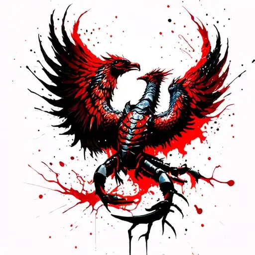 Tactical Phoenix Rising From The Ashes Combined With Zodiac Sign Scorpio With Suttle Color