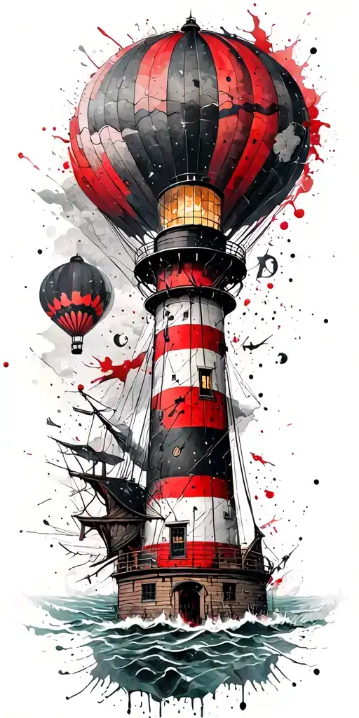 Lighthouse With Hot Air Balloon And Pirate Frozen