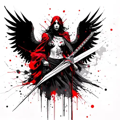 Futuristic Arch Angel Holding A Sword