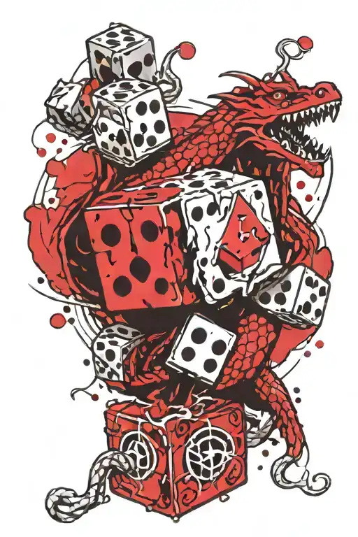 Dnd Dice Tattoo With Dragon