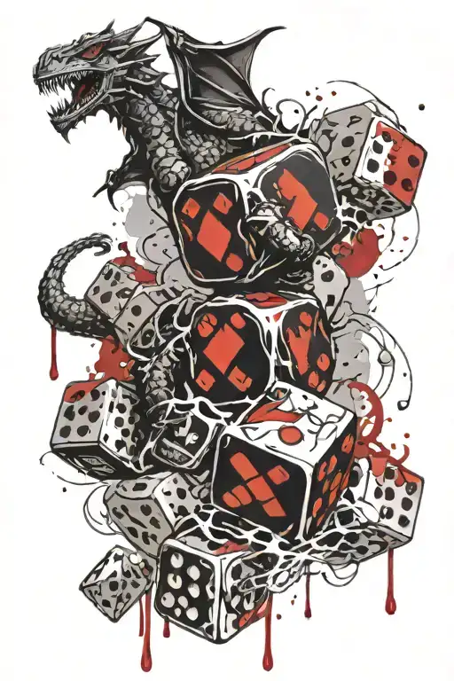 Dnd Dice Tattoo With Dragon