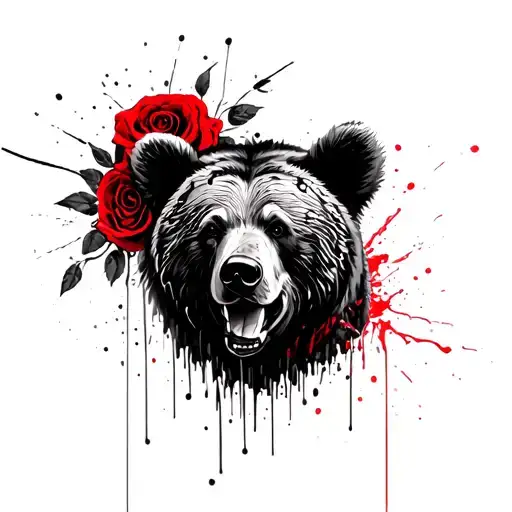 Bear With A Rose Behind The Head