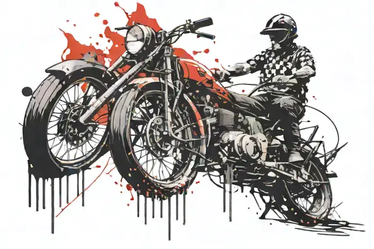 A Campfire Scene With Shadows Of Speeding Street Bikes And A Classic Car In The Background