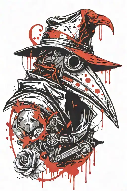 Plague Doctor With Big Hood And Raven In The Background