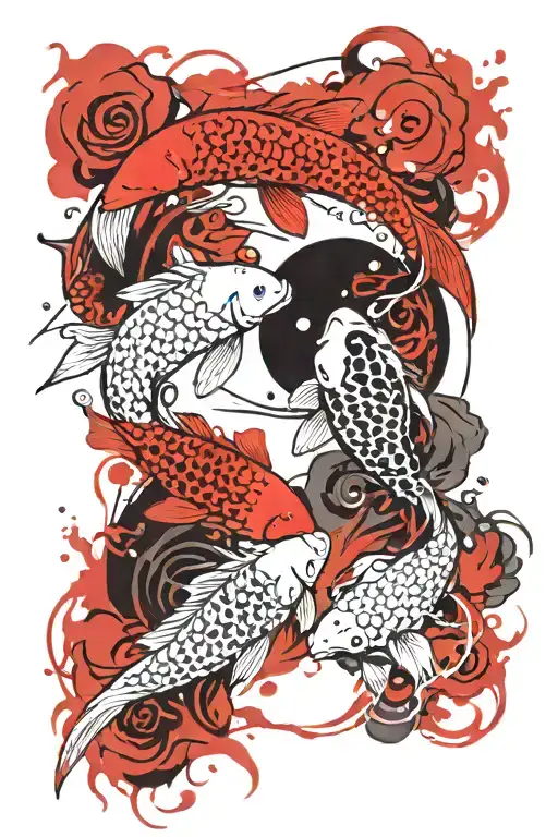 2 Pisces Koi Fish Ying Yang
