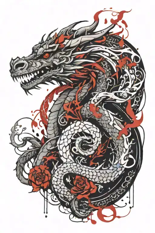 Floral And Mythological Dragon