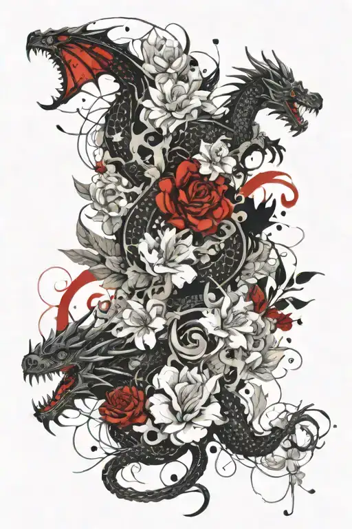 Floral And Dragon