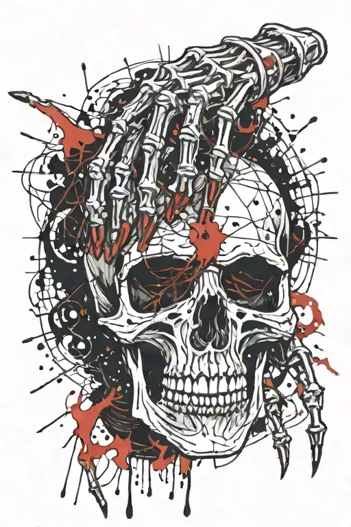 Rock And Roll Skeleton Hand With Webs Around It