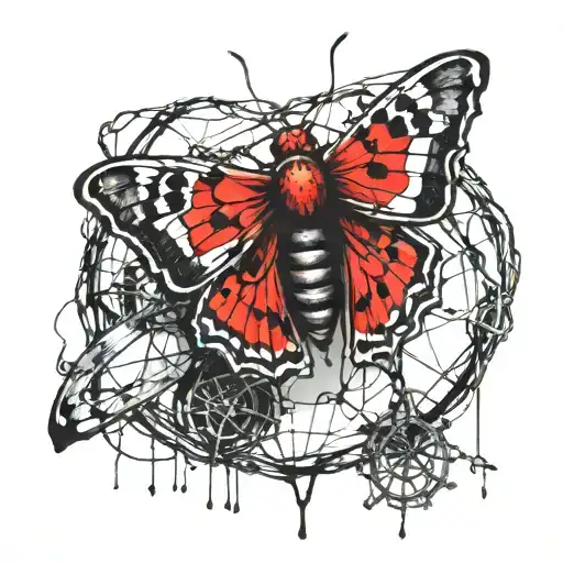 Moth With Barbed Wire Fence