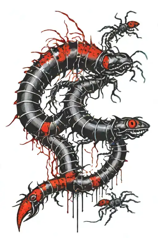 Centipede With Spider Lilys