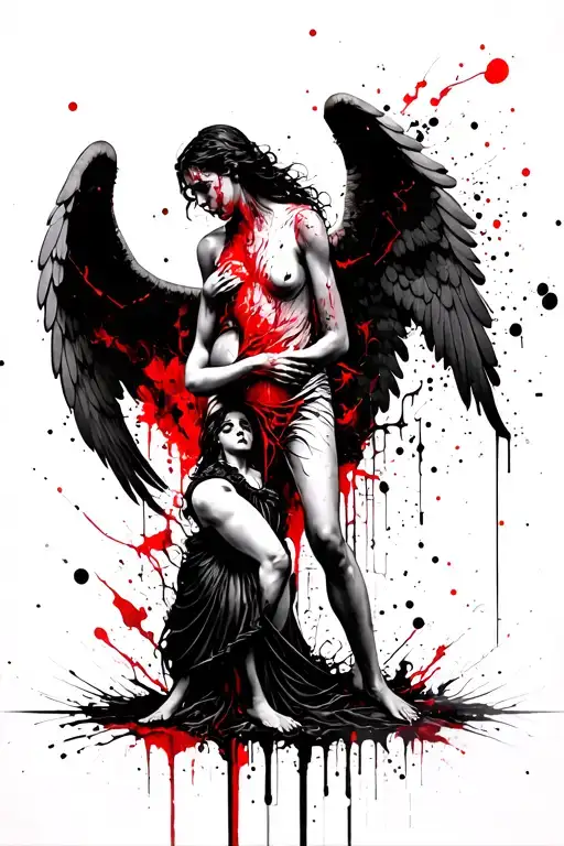 Angel Standing Over Someone In Pain