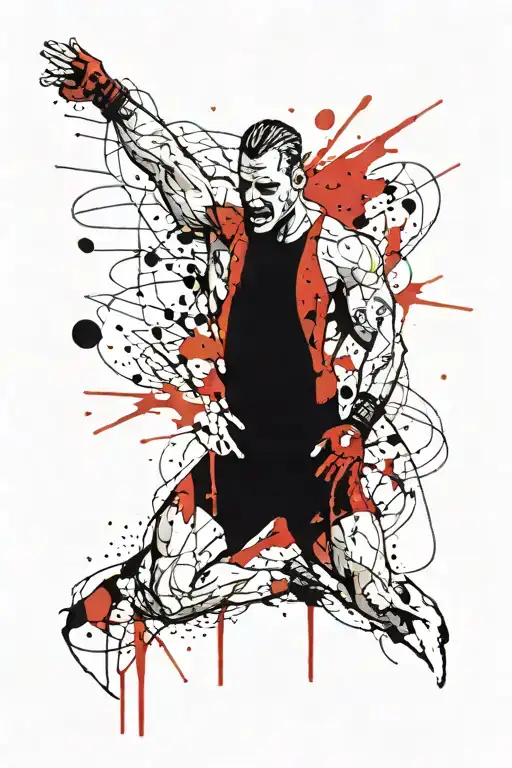 Tattoo Of Wrestler Kane From His Debut In 1997 Subtly Integrated