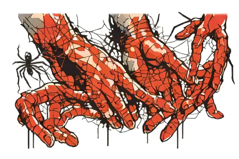 Hands From The Painting The Creation Of Adam With Spiders