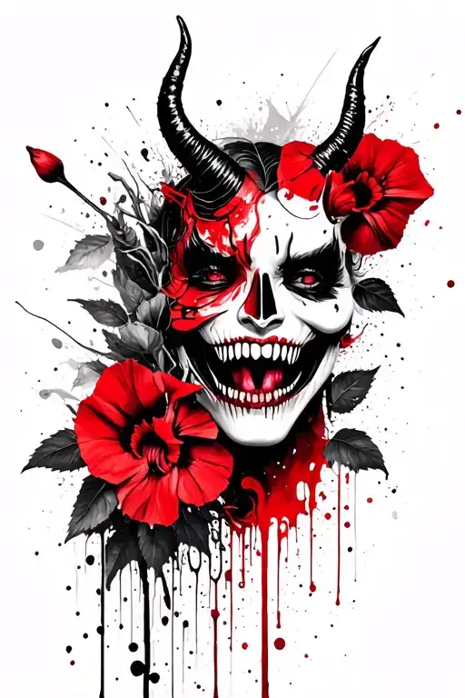Hollyhocks Devil Face