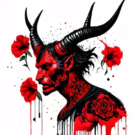 Devil With Hollyhocks On The Horns