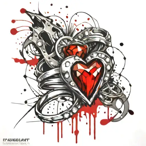 Fleshheart With Diamond Wedding Rings Chaind Within