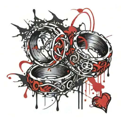 Beating Heart Beat Two Wedding Rings