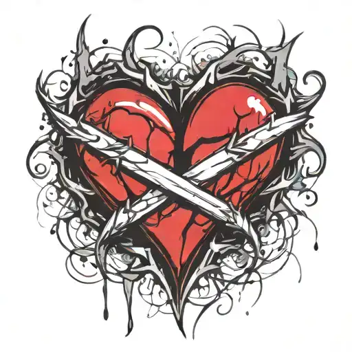 Beating Heart Beat Two Wedding Rings Intertwined Blood Thorns