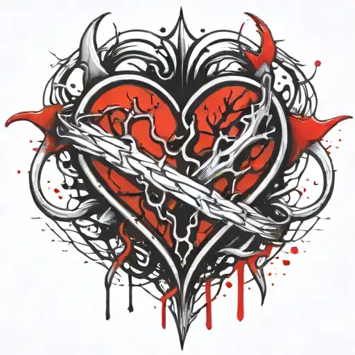Beating Heart Beat Two Wedding Rings Intertwined Blood Thorns