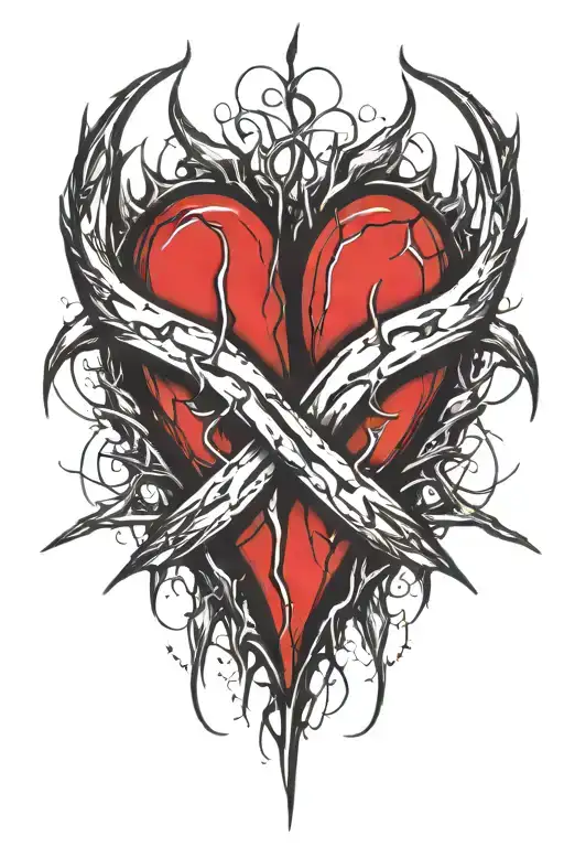 Beating Heart Beat Two Wedding Rings Intertwined Blood Thorns