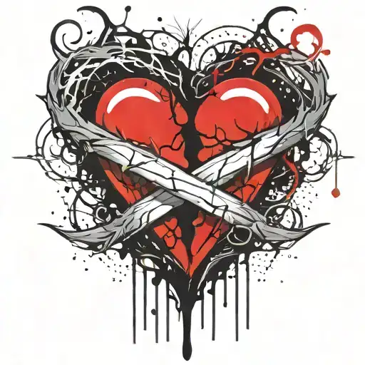 Beating Heart Beat Two Wedding Rings Intertwined Blood Thorns