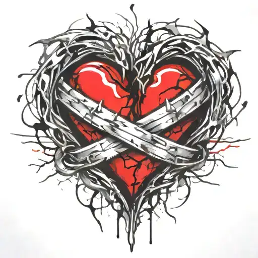 Beating Heart Beat Two Wedding Rings Intertwined Blood Thorns