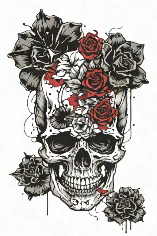 Skull An Flowers