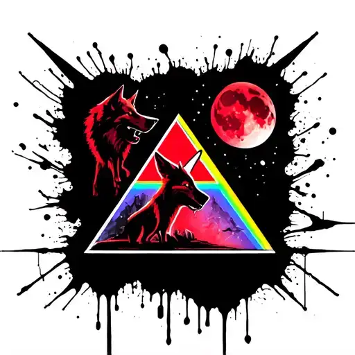 Pink Floyd Triangle With Moon And Wolf