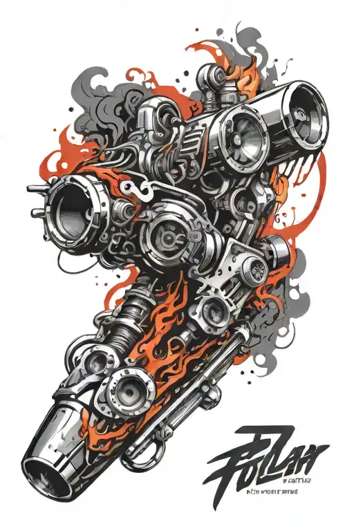 Exhaust Pipe Shooting Flames Left Arm Sleeve