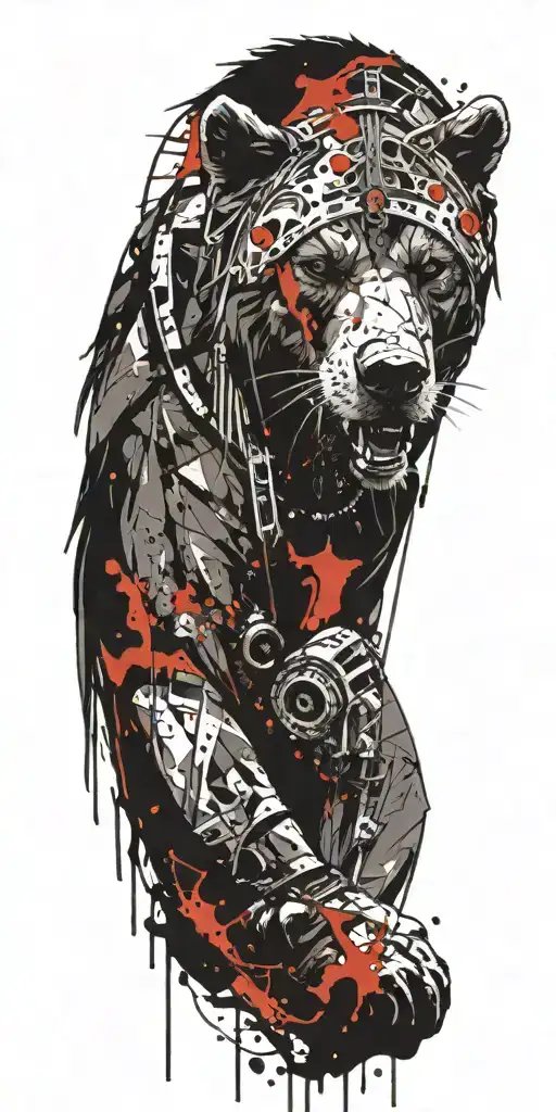 Female Bear Viking Inspired Tattoo Featuring