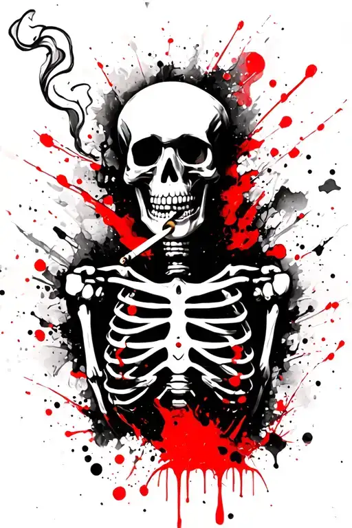 World War Ii Skeleton Smoking A Cigarette