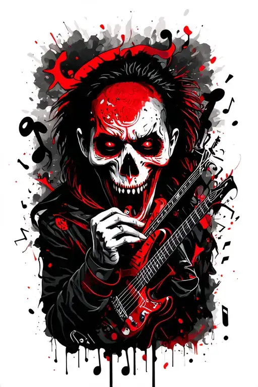 Ghoul Rap Star Surrounded By Music Notes And Elements