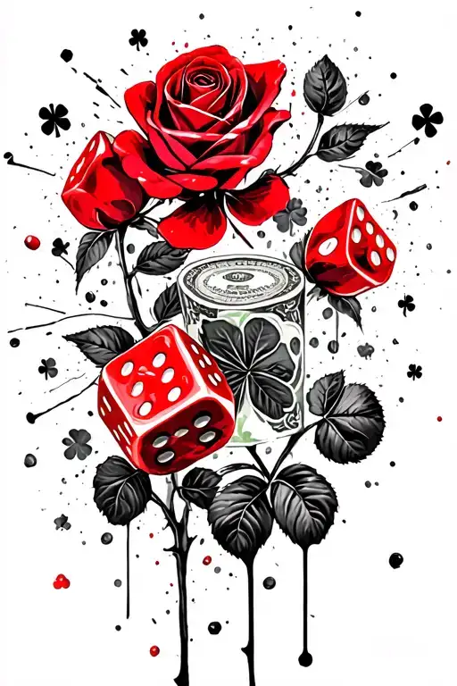 Money Roses Blooming Dice Rolling Star Sign Four Leaf Clover