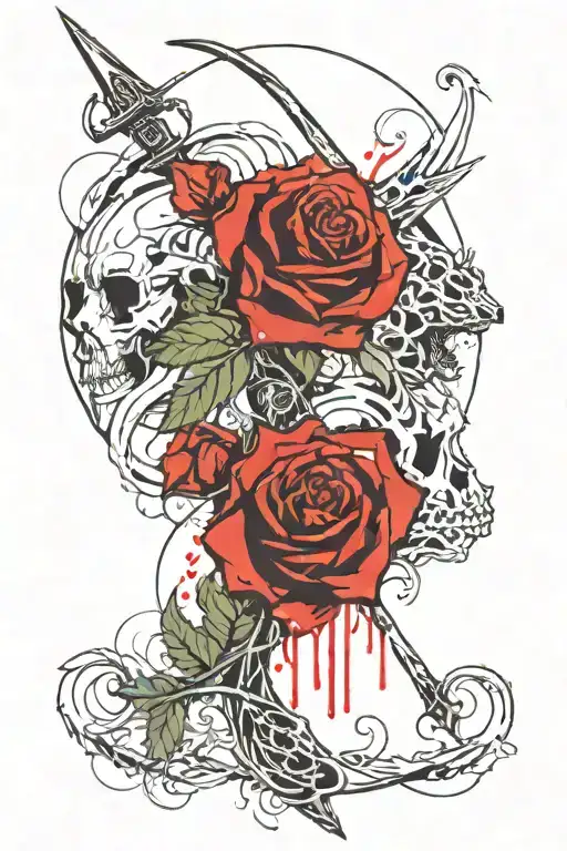 Zodiac Sign Leo And Pisces With Grim Reaper And Rose