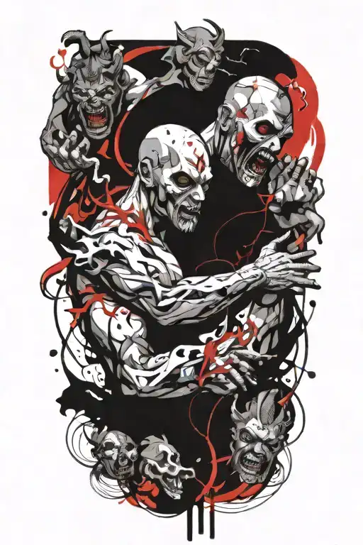 Human Body Fighting Off Demons