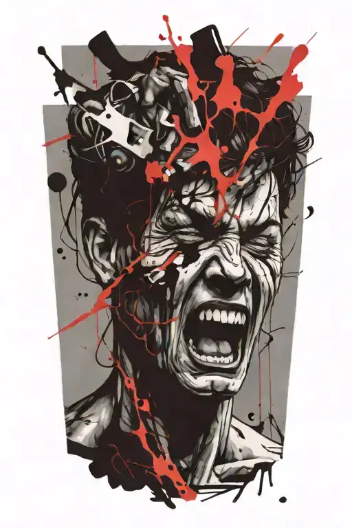 Human Screaming Fighting Off Depression Alone