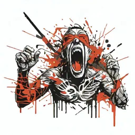 Man Screaming Wearing Mask Fighting Off Inner Demons
