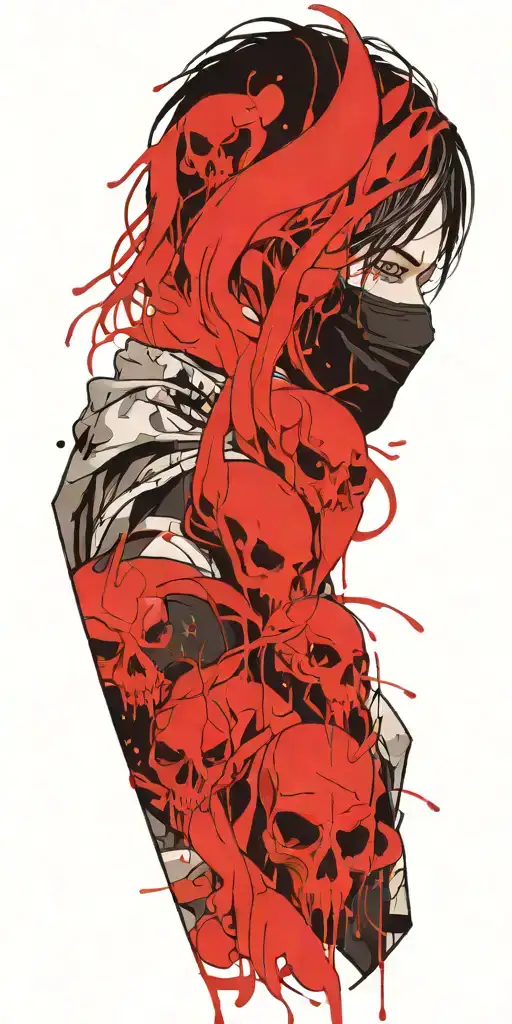 Anime Character Wearing A Mask Fighting Off Inner Demons