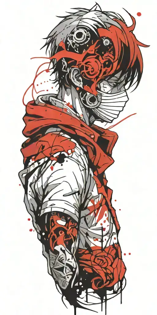 Anime Character Wearing A Mask Fighting Off Inner Demons